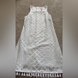 White Sleeveless women Dress with Tassels